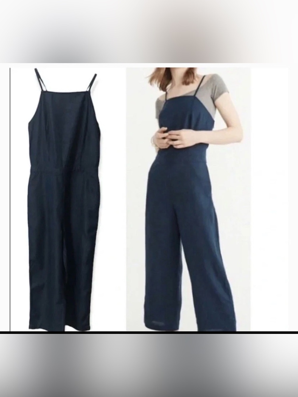 Abercrombie & Fitch Chambray Lace-Up Back Cropped Jumpsuit Size 0